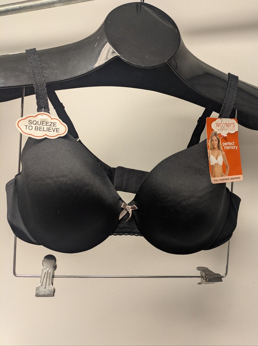 36B Warner's Black Full Coverage Perfect Memory Foam Bra